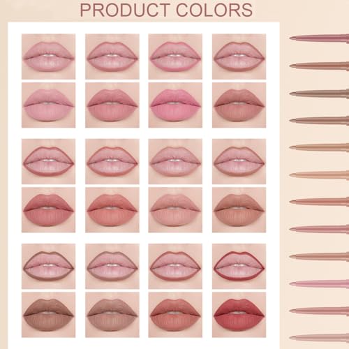 12-Color Matte Lip Liner Set - Waterproof & Long Lasting
