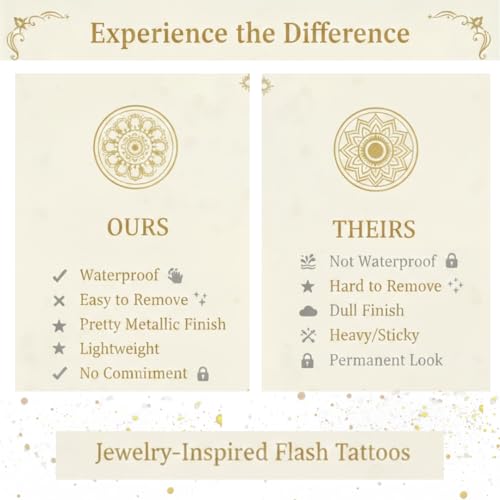 Gold & Silver Metallic Temporary Tattoos Set of 6