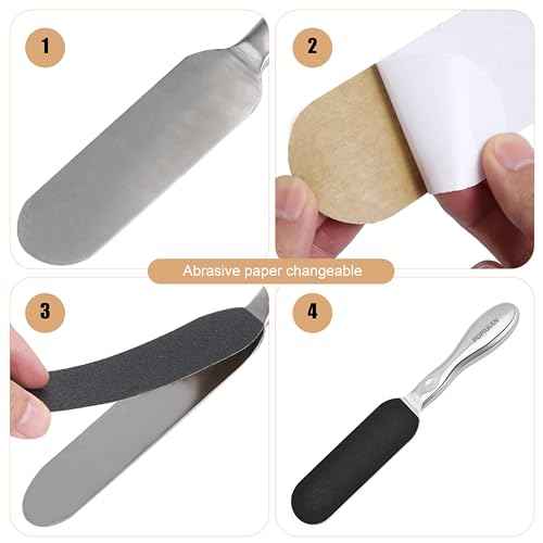 Professional Pedicure Foot File, Coarse/Fine Dual Sided and Reusable Stainless Steel Cracked Skin Corns Callus Remover Feet File with 12 Replaceable Coarse-Fine Foot Pads