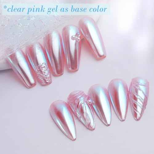 Pretty Diva Moonlight Chrome Nail Powder, Glossy Aurora Mermaid Unicorn Chrome Powder for Nails, Iridescent Unichrome Nail Art Glitter Decoration for Home DIY Salon Manicure Pigment