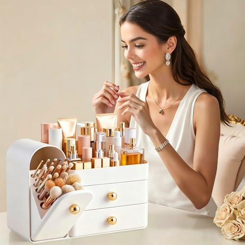 HBlife Makeup Organizer with Brush Holder & Drawers