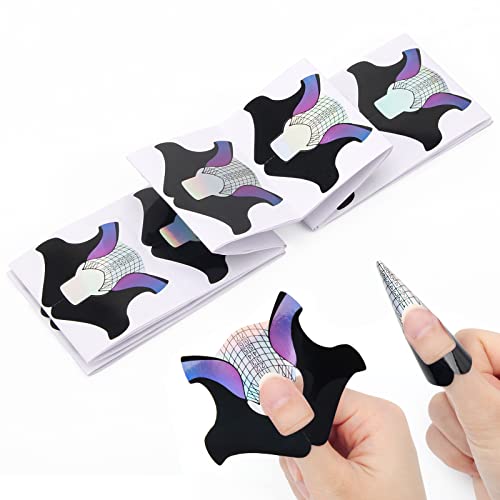 AHIER Nail Forms, 100PCS Acrylic Swallow Self Adhesive Gel Nail Extension Nail Forms for DIY Tool UV Gel Forms Guide Stickers