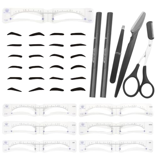 Men's Eyebrow Grooming Kit - 12 Stencils & 6 Tools
