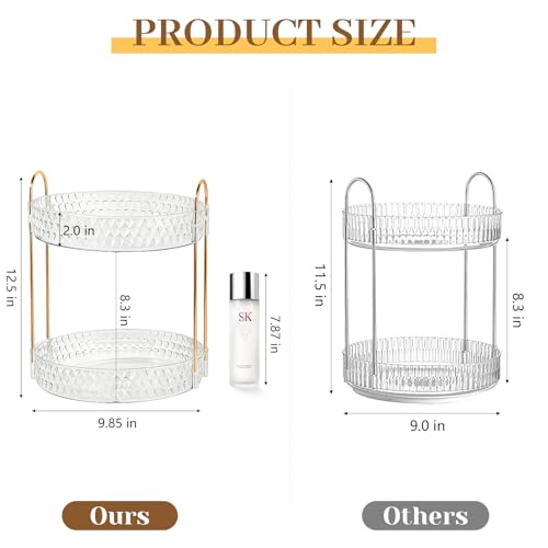 360° Rotating Makeup Organizer - 2 Tier Clear Acrylic