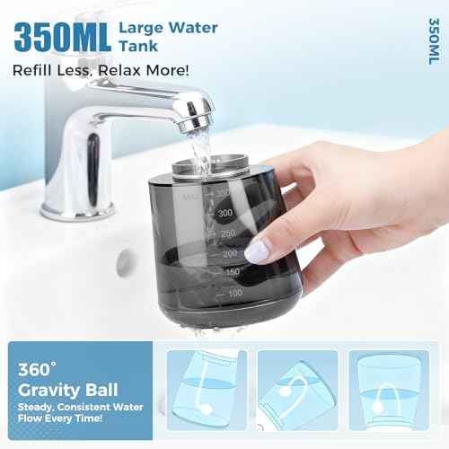 Water Dental Flosser Pick for Teeth, Cordless Oral Irrigator Cleaner 350ML IPX7 Waterproof Rechargeable, 4 Modes 4 nozzles, Portable Professional Flossing for Cleaning Gum Care Braces Home Travel