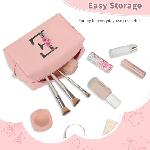 Personalized Initial Makeup Bag for Women, Small Cosmetic Organizer