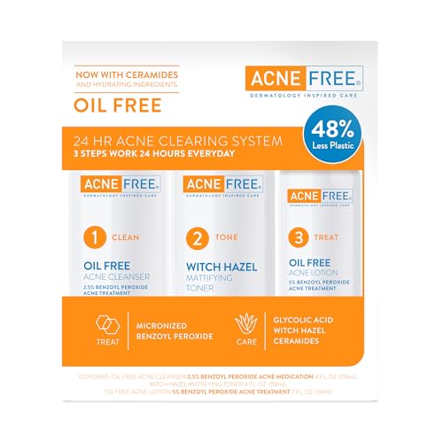 AcneFree 3-Step 24 Hour Acne Treatment Kit with Benzoyl Peroxide