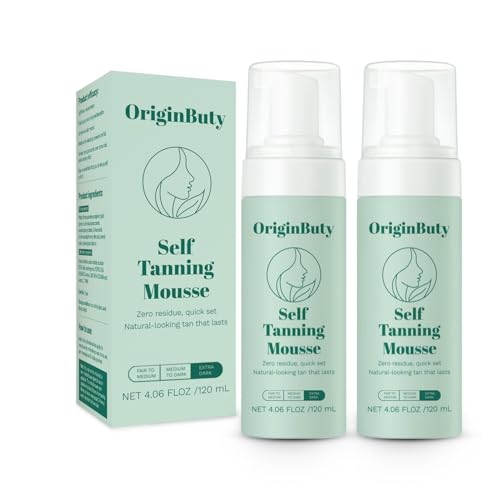Self Tanner Mousse for Body, 2 Pack 120ml | Streak-Free Natural Looking Tan | Fast Dry Sunless Tanning Foam | No Orange, Lightweight & Even Coverage, DARK