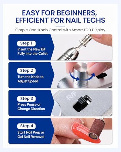 Makartt Nouvella Black 35000RPM Pro Nail Drill E-File—Cordless 60W with LCD