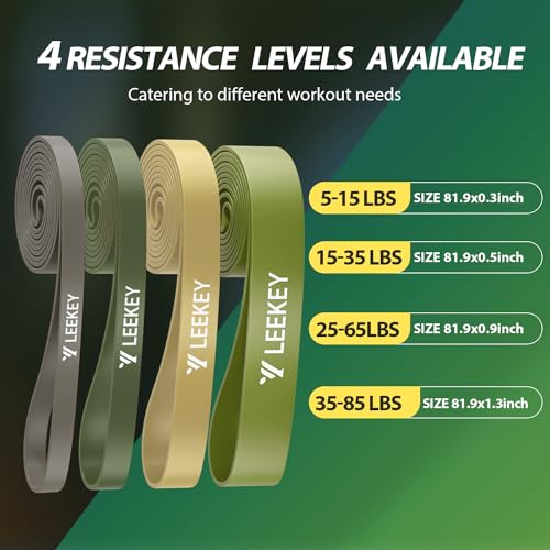 LEEKEY Resistance Bands, Exercise Bands Pull Up Assist Bands - Workout Bands Set - Mobility Band Powerlifting Bands for Men and Women Fitness Training, Physical Therapy,Home Workouts