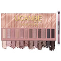 UCANBE 12 Color Eyeshadow Palette - Nude & Neutral Matte Shimmer Makeup Set with Brush