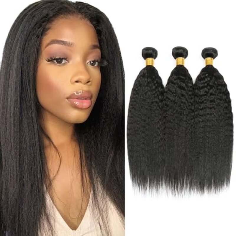 #1B Yaki Straight Human Hair Bundles 30 32 34 Inch
