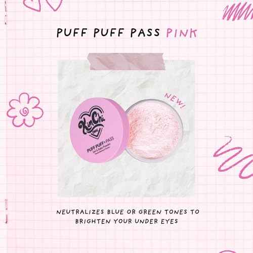 Kimchi Chic Beauty Puff Puff Pass Set and Bake Setting Powder for Makeup, Extra Fluffy Loose Face Powder Poof, Soft Natural Face Makeup for Uneven Skin Tone, 09 Pink