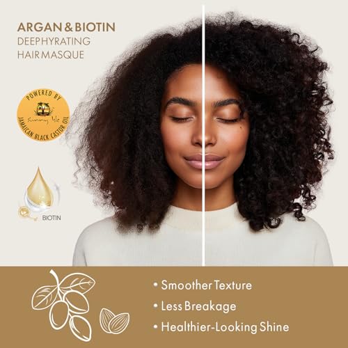 Sunny Isle Argan & Biotin Deep Hydrating Hair Masque - Intensive Repair, Almond Oil, Castor Oil - 16oz