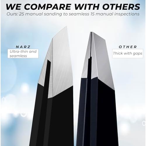 Professional Tweezer for Facial Hair Women & Men Stainless Steel Precision Tweezers for Ingrown Hair Tweezers for Men & Women (Deep Black)