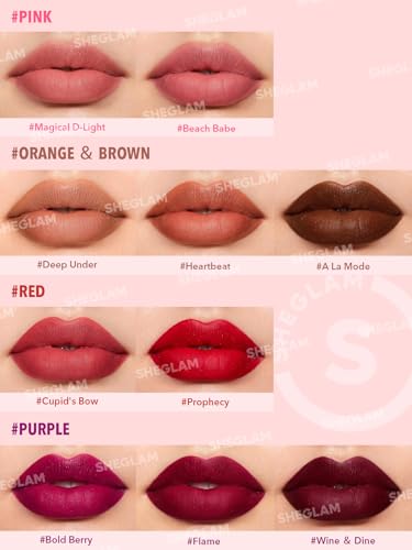 SHEGLAM Starlight Velvet Lipstick Flame - Long Lasting Matte Waterproof Lip Color