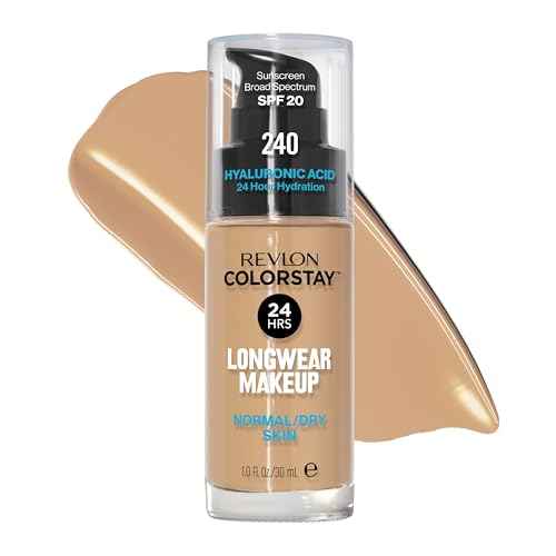 Revlon Liquid Foundation, ColorStay Face Makeup for Normal & Dry Skin, SPF 20, Longwear Medium-Full Coverage with Natural Finish, 240 Medium Beige, 1 Fl Oz