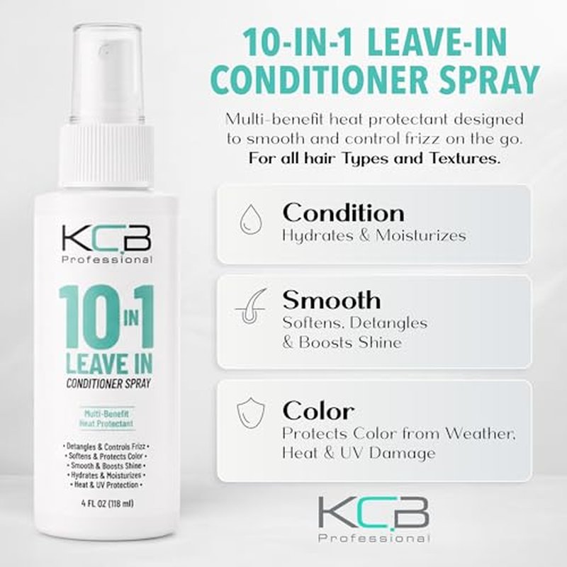 KCB Professional 10 in 1 Leave-in Conditioner Spray - Heat Protectant for All Hair Types