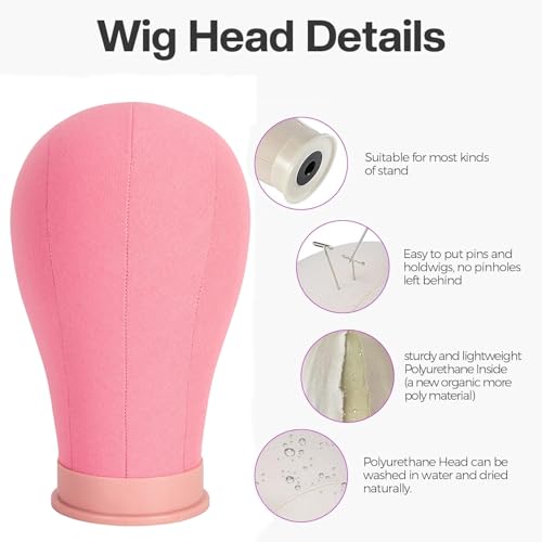 Canvas Wig Head Mannequin with Stand & T-Pins
