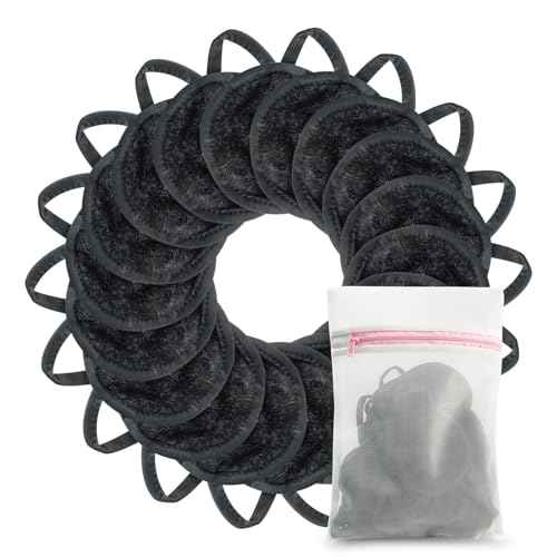 Nugilla 18 Packs Reusable Makeup Remover Pads with a Washable Laundry Bag, Resuable Microfiber Round Towel Skin Face Towels, Soft Makeup Remover Cloth, Fast Drying Washcloth (Grey)