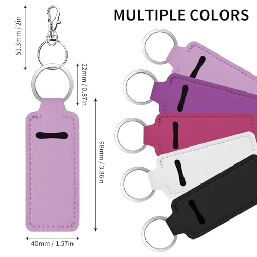 5 Pcs Chapstick Keychain Lip Balm Holder - Portable Chapstick Holder Key Chain Lip Gloss Holder Keychain with Clip Gift for Women