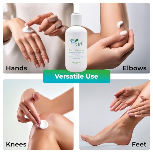 Emu Oil Infused Hand Lotion ? Deep Moisturizing Cream for Dry & Cracked Hands Skin Relief ? Perfect for Women, Men, and Travel | Natural Lotion with Shea Butter and Natural Oils - 8 oz