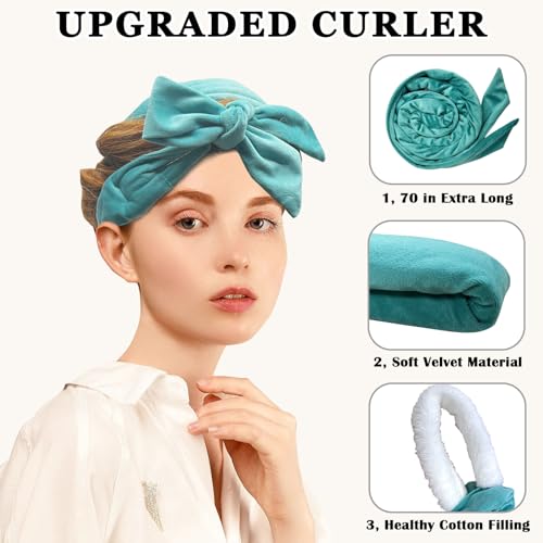 Gwabee No Heat Overnight Curl Headband, 70" Soft Velvet Wrap