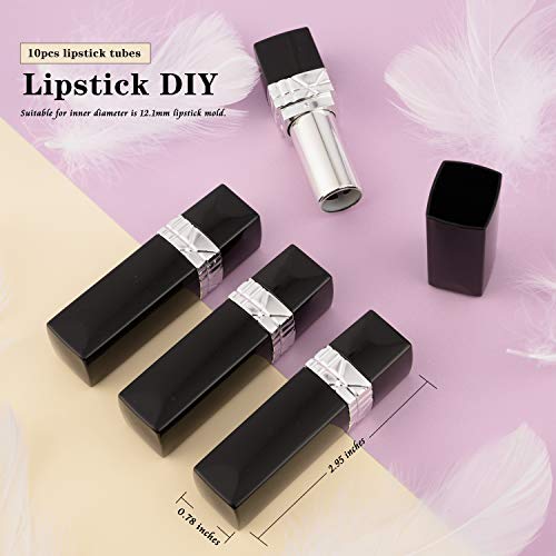 Allwon 10Pcs Black Empty Lipstick Tubes DIY Lip Balm Container