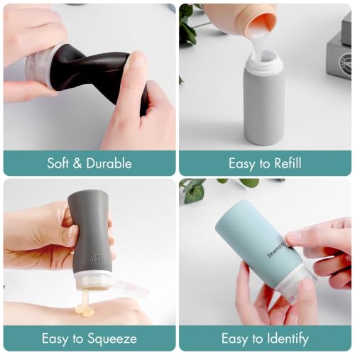 TSA Approved 3oz Travel Bottles - 6 Pack Leakproof Silicone Toiletries