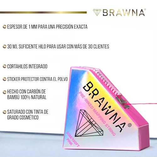 BRAWNA Pink Microblading Brow Mapping String - 2 Pack