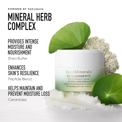 bareMinerals Butter Drench Restorative Rich Face Cream, Hydrating Face Lotion for Dry Skin, Boosts Moisture Retention, Soothes & Nourishes, Non-Comedogenic, Vegan