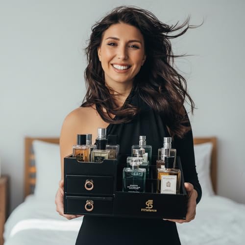 Perfume Organizer - Cologne Organizer for Men - Wooden Cologne Stand - Organizador de Perfumes - Cologne Shelf - Perfume Stand for Women - Black, Brown - Perfume Holder