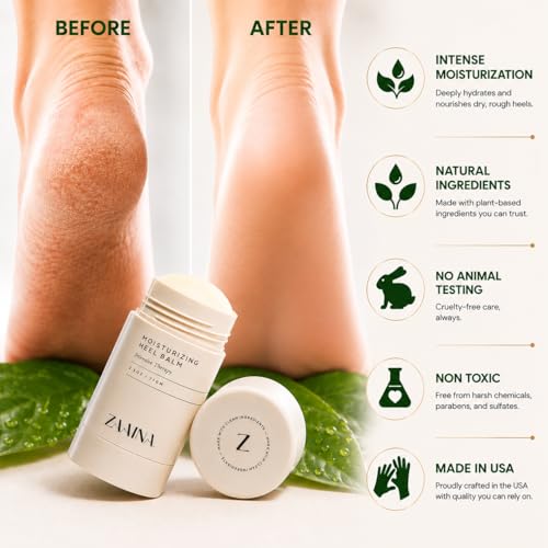 Heel Balm Stick for Dry Cracked Feet & Calluses - Intensive Moisturizer with Shea & Tea Tree Oil, 2.5 oz