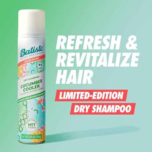 Batiste Dry Shampoo, Limited Edition Cucumber Cooler Scented, Refresh Hair & Absorb Oil Between Washes, 3.81 Oz.