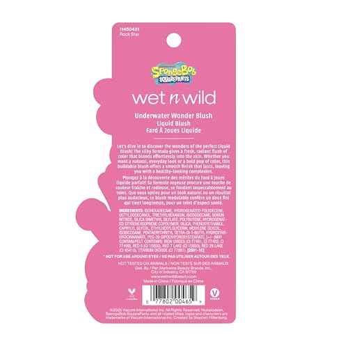 wet n wild SpongeBob Underwater Wonder Liquid Blush, Buildable Shimmery Gel Formula with Seamless Blend & Matte Finish ? Rock Star