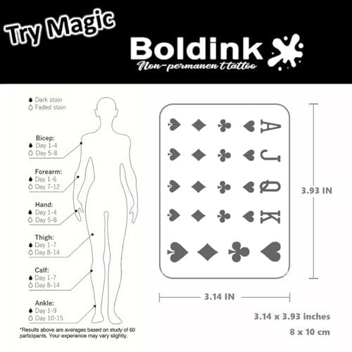 Boldink Poker Temporary Tattoo - Waterproof, 7-15 Days