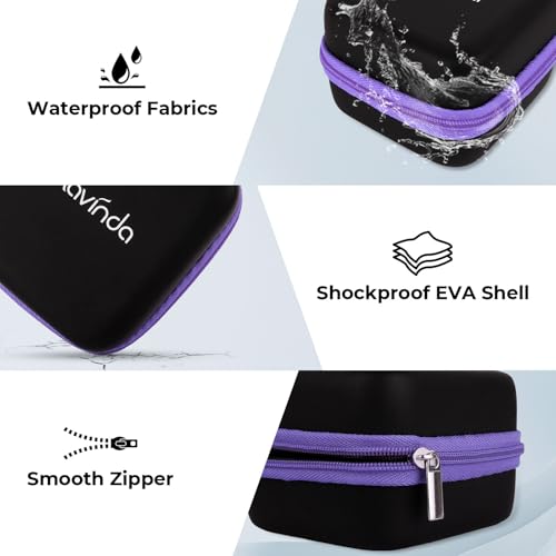 Lavinda Portable Nail Drill Bit Organizer Case 3.86 x 3.46 x 2.28 inches Black/Purple