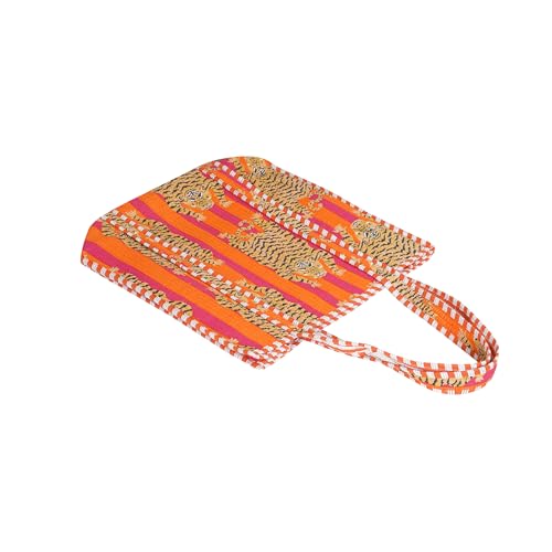 Multicolor Cotton Tiger Block Print Tote Bag - Handmade Unisex Shoulder Bag, LKGSM RUGS