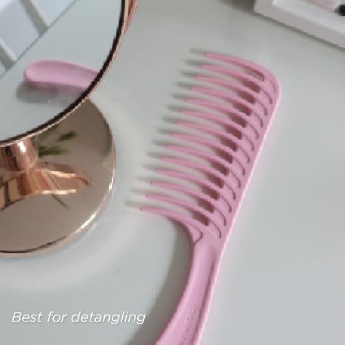 Denman D28 Wide Tooth Detangling Comb - Curved Pin For Detangling, Curl Defining, Smoothing - Wet Comb For All Hair Types, Women and Men