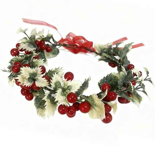 TOECWEGR Christmas Flower Crown Floral Wreath Red Berry Pine Cone Crown Forest Woodland Wedding Headpiece Headband