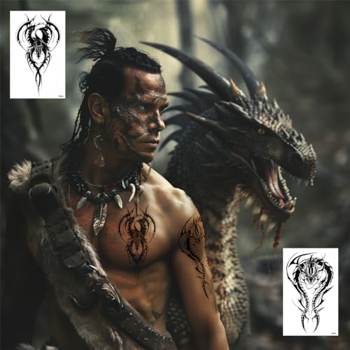 20 Sheets Viking & Dragon Temporary Tattoos