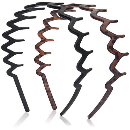 Zig Zag Headband with Teeth Comb - Non-Slip Hair Grip 2pcs