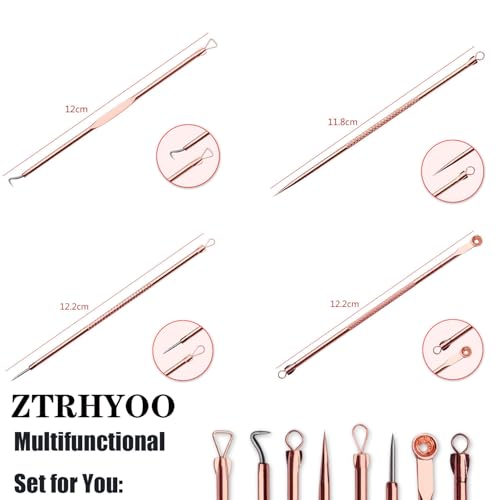 Blackhead Remover Pimple Extractor Kit for Acne & Blemish Treatment - Skin Care Tool with Case (Rose)