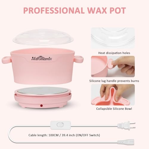 Waxing Kit -Silicone Wax Warmer for Hair Removal with 4 Packs of Hard Wax Beads, Portable Electric Silicone Wax Machine for Full Body Face Eyebrows Bikini Brazilian at Home Waxing Kit for Women Men