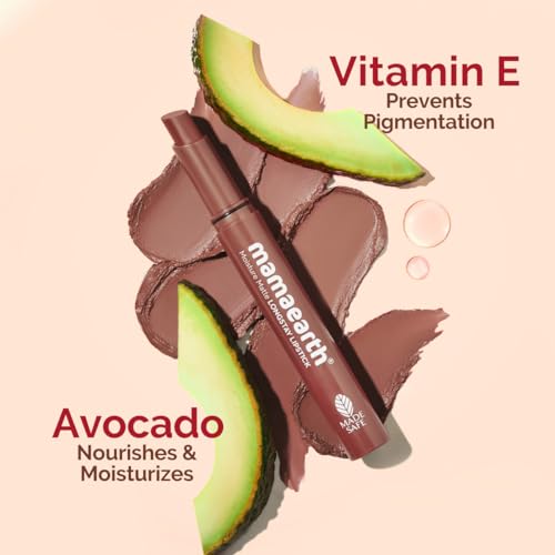 Mamaearth Moisture Matte Lipstick (05 - Espresso Brown) | Infused with Vitamin E | 12-Hour Long Stay & 8-Hour Moisture Lock | Cruelty-Free & Smudge-Proof | 0.07 Oz/2g
