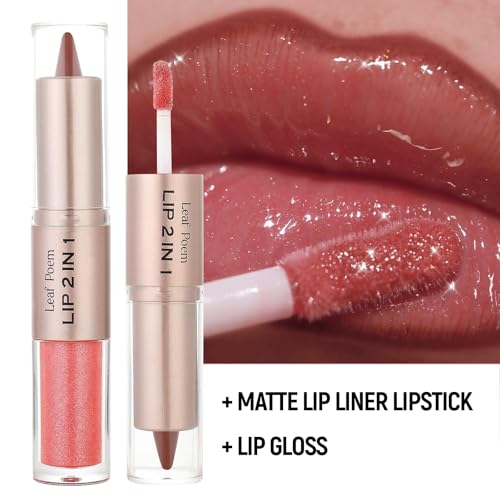 BAISEN DIARY 2-in-1 Double-Ended Matte Lip Liner & Gloss Duo - Cool Nude Brown