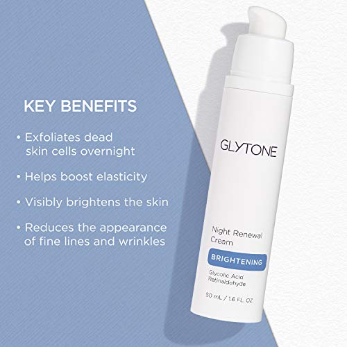 Glytone Night Cream | Improve Skin Elasticity with 5.5 FAV Glycolic Acid & Retinaldehyde | Fragrance Free Face Moisturizer for Women | 1.6 oz.