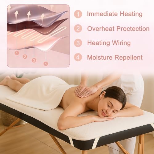 Fleece Massage Table Heating Pad with Timer & 6 Heat Levels (30" x 73")