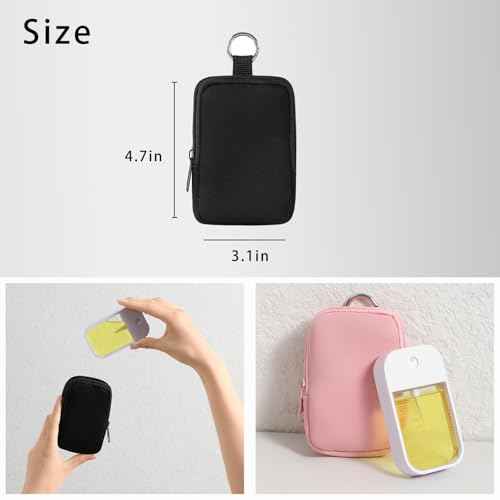 uekeboag 2Pcs Small Soft Neoprene Pouch with Zipper, Mini Portable Makeup Bag,Fashion Accessory with Snap Hook,Coin Purse Lipstick Cosmetic Travel Organizer(2pcs Black)