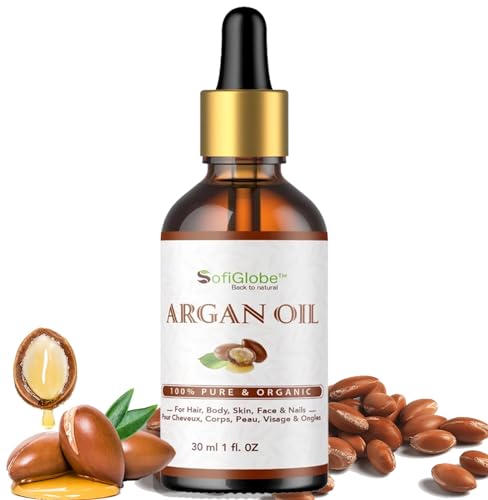 SofiGlobe Argan Oil, Organic,100% pure, cold pressed and unrefined. Your best cosmetic care for hydrated skin, smooth hair and healthy nails. (1 Oz/30 ml)